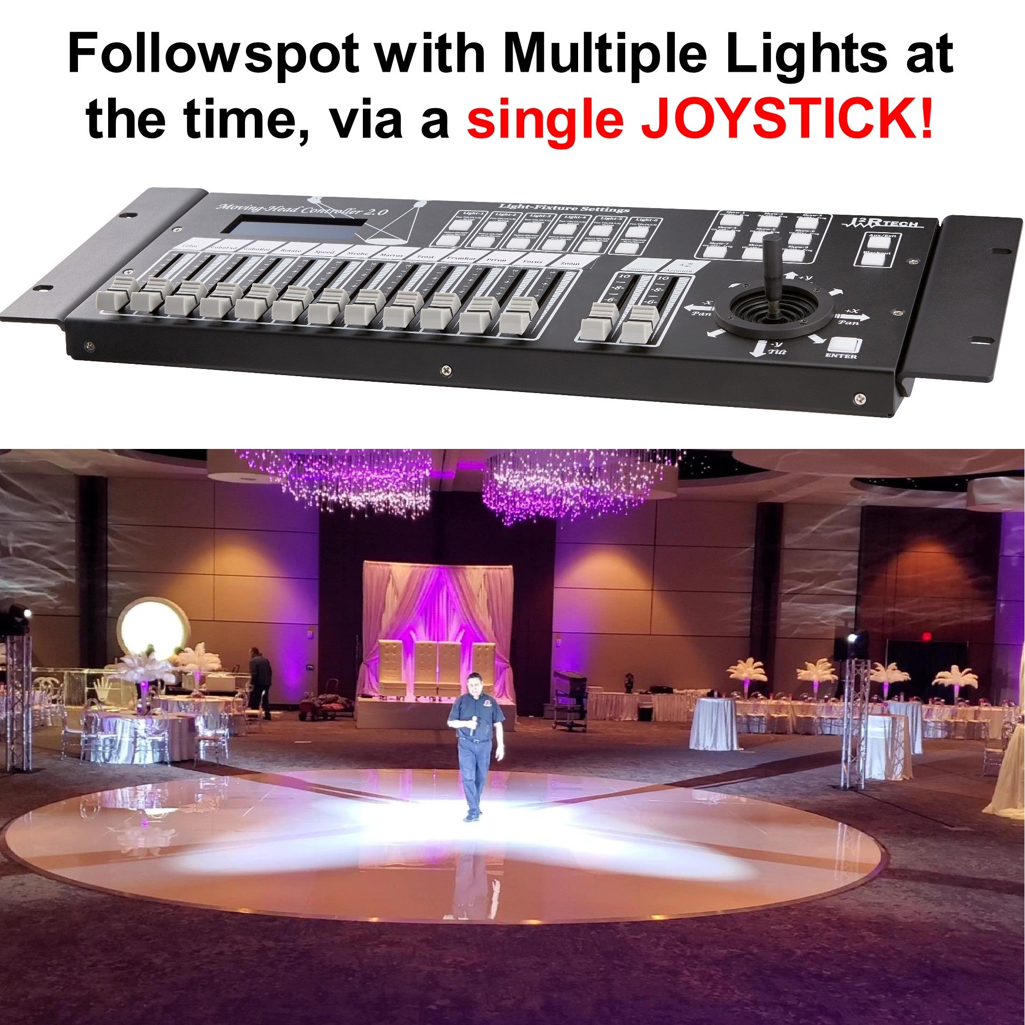 Twin Lights, Complete Plug-and-Play Followspot System, all Wireless Controlled!
