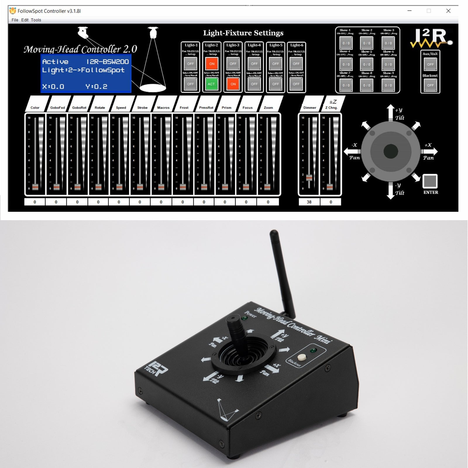 Wireless DMX, Moving Head Controller Mini.