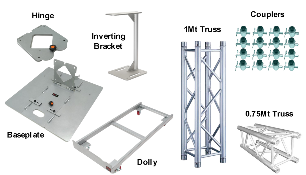 Moveable Truss Rack Foldable Truss System, SQ 12x12 inches trussing, 6ft (2mt) tall